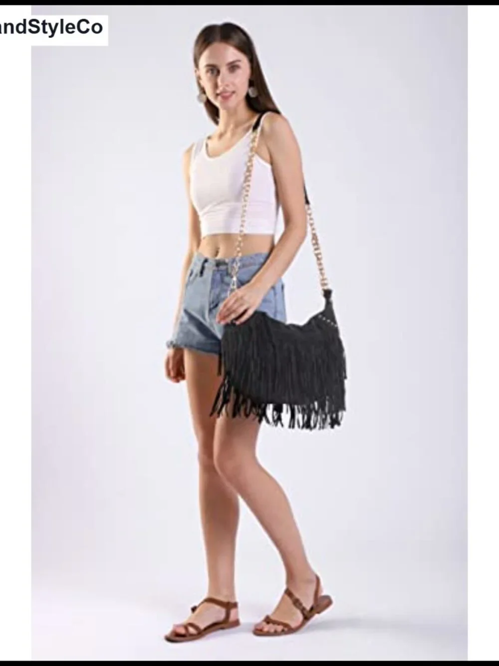 Faux Suede Leather Hobo Bag Tassel Chain Shoulder Purse Women